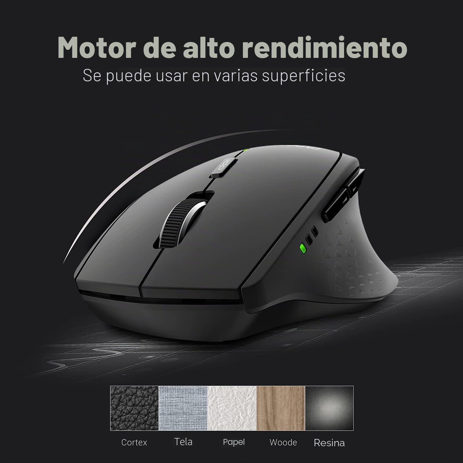Rapoo | Ratón Inalámbrico Multimodo, Negro | Ratón Ordenador MT550, Bluetooth y conexión de 2,4 GHz, sensores dpi Ajustables y 12 Meses de duración de la batería