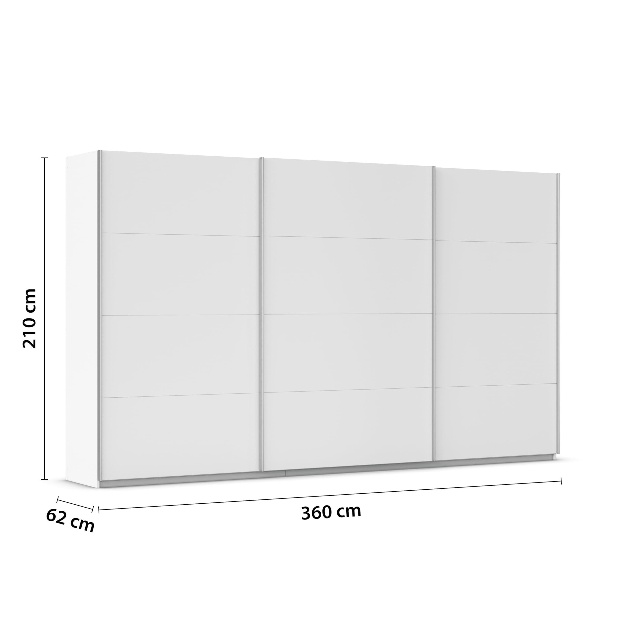 Rauch Möbel KULMBACH, Schwebetürenschrank, Farbe Weiß, Breite 360 cm | Kleiderschrank mit Schwebetüren, Schiebetüren, 3-türig, Zubehör Basic, für Schlafzimmer, Jugendzimmer, Garderobe, Flur