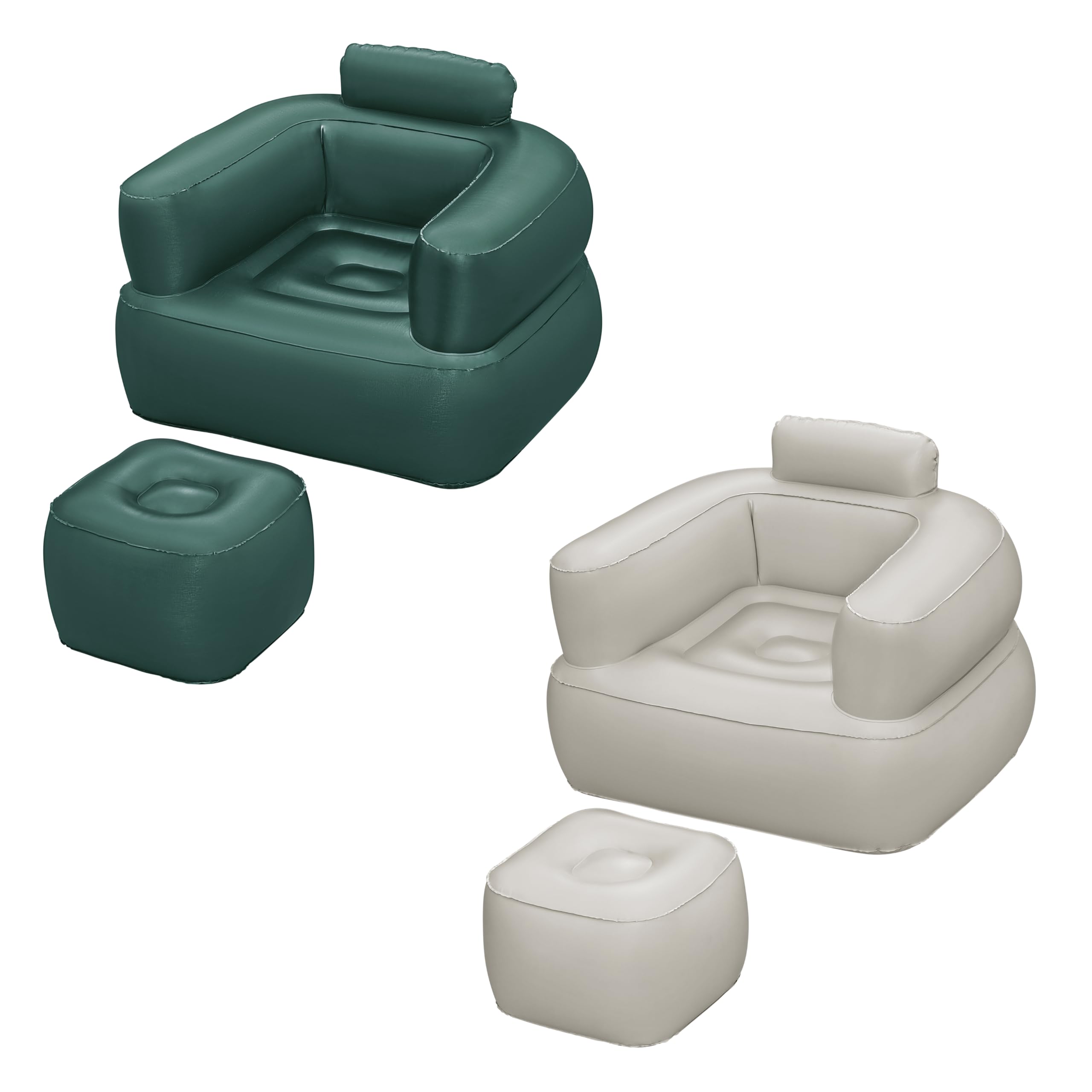 Bestway Inflatable Armchair Deluxe Cube Chair with Green/Gray Comfort