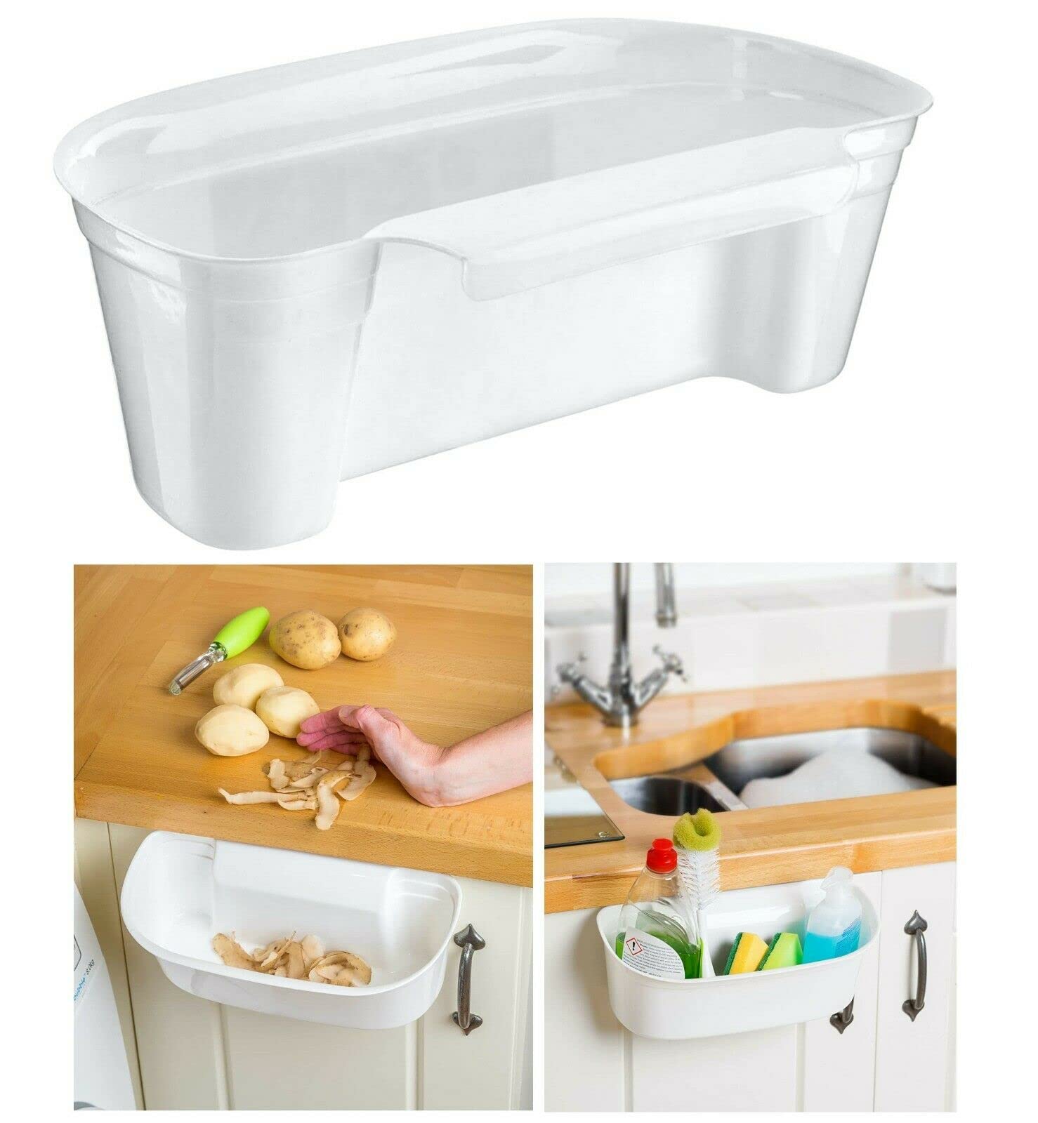 Celino® Hanging Kitchen Waste Bin Fit On Cupboard Door Food Scraps Veg Peeling Worktop