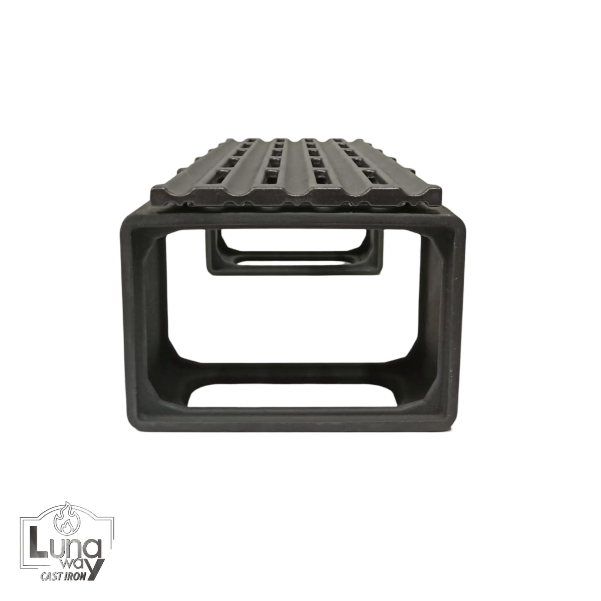Griglia in Ghisa 48x17cm + Coppia supporti BBQ Blocks | Cottura uniforme e professionale | Reversibile | Doppia smaltatura Black di LUNAWAY | Sistema modulare per barbecue lineari