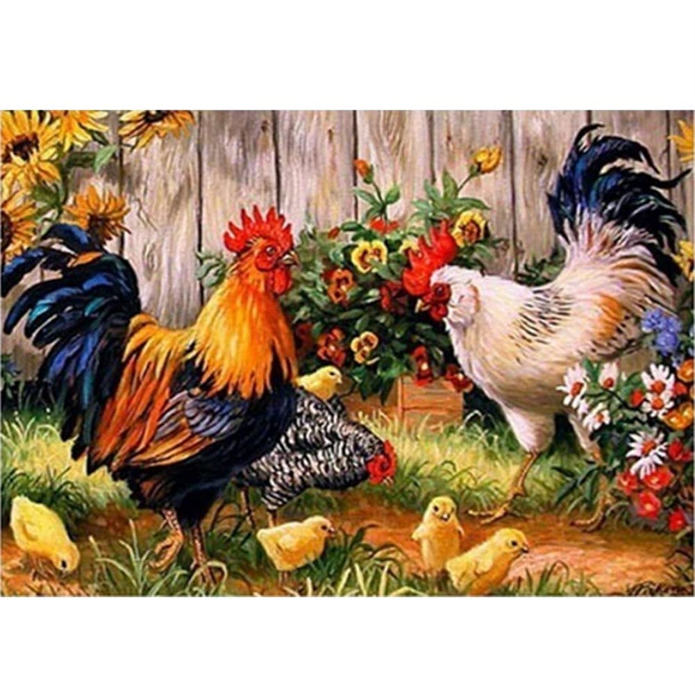 Broderie Point de Croix Diamant coq 80x220cm pour décorer vos grands murs vides facilement