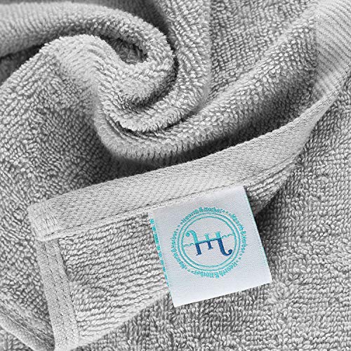 Image of Hearth & Harbor Washcloths 12 Pack - 100% Cotton Washcloth for Body and face, High Absorbent and Soft 13 inchx13 inch Body Wash Cloth, Quick Dry - Silver Grey Washcloths