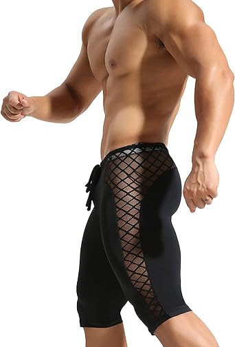 MIZOK Men's Soft Mesh Cool Dry Compression Yoga Workout Tight Shorts