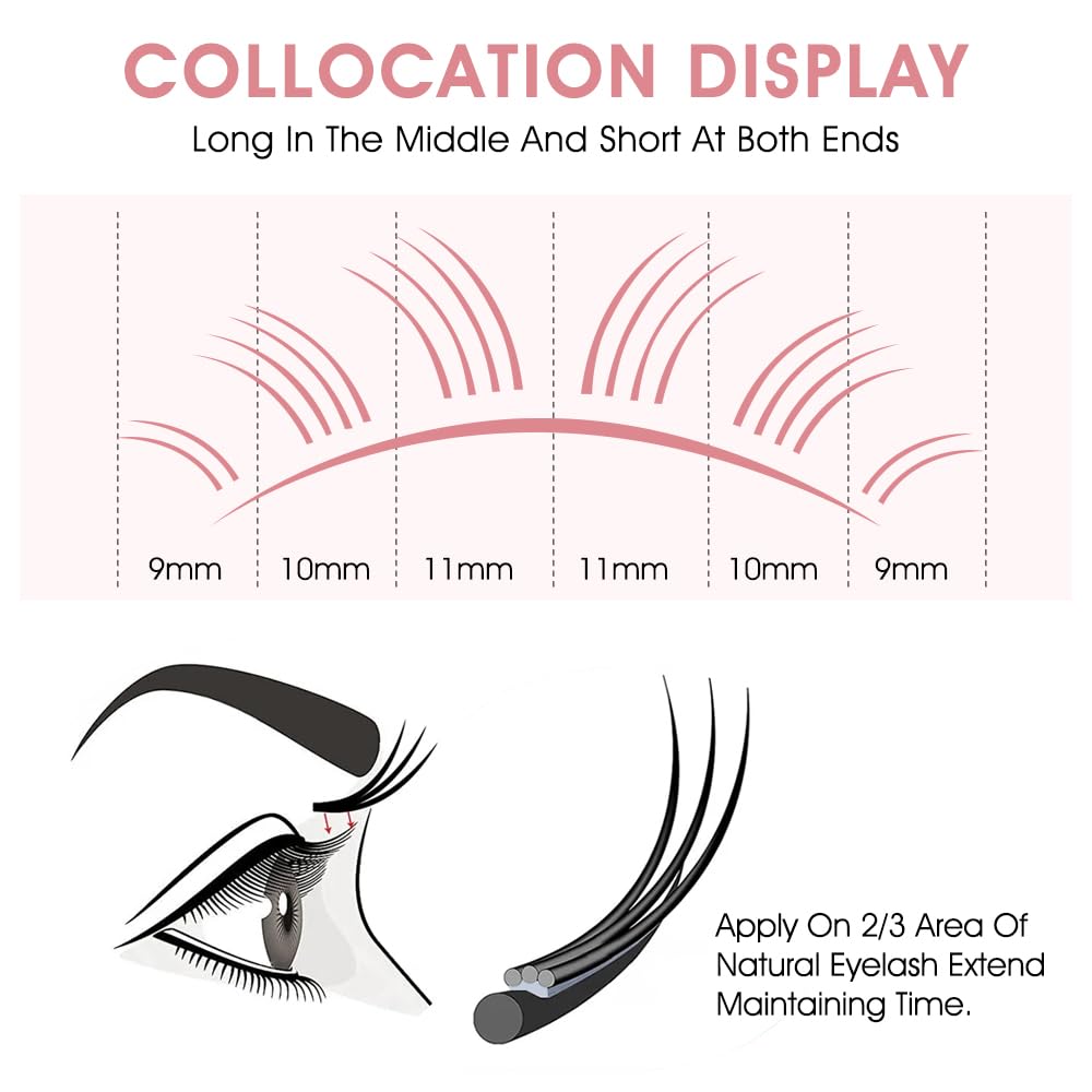 NATUHANA ciglia rotonde estensione 0,07 mm DD ricciolo russo Volume Lash 8-15 mm Mixed Lash Supplies, Classic Extensiones ciglia individuali (nero; 0,07 DD, 8-15 MIX)