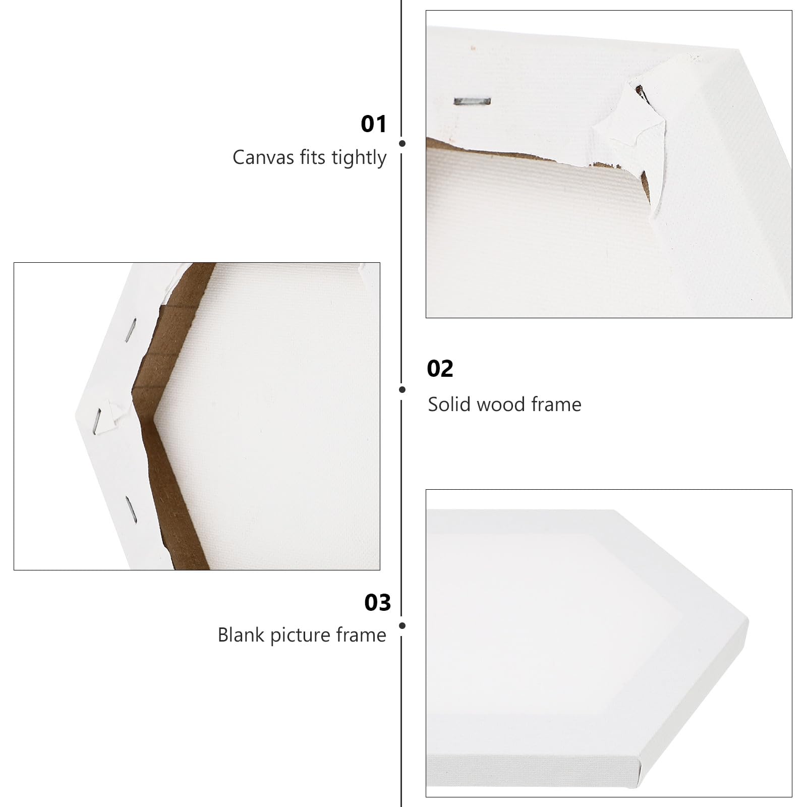 STOBAZA Lot de 3 Cadres de Toile Blanche en Coton pour Peinture, Toiles à Peindre Hexagonales, pour Loisirs Créatifs et Étudiants Débutants