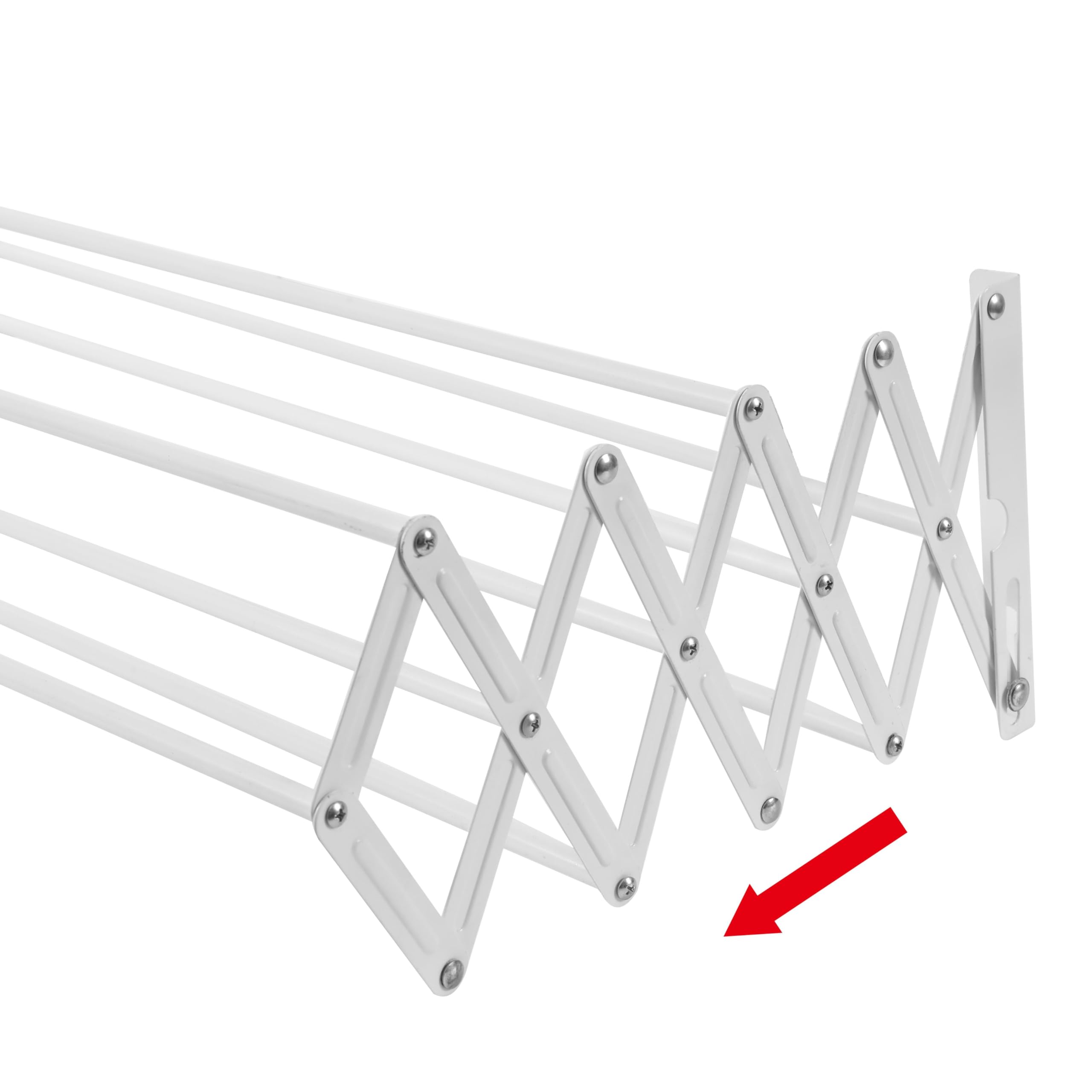 various Tendedero Plegable de Secado de Ropa para Colgar en la Pared,Tendedero Extensible de Pared 100 cm de Intetiot o Exterior de Acero Blanco,Tendedro con 9 Barras Ahorra Espacio