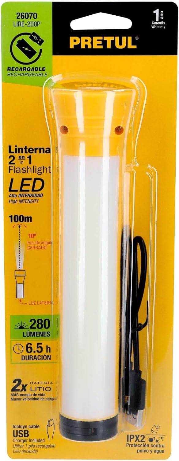 Rechargeable flashlight emergency lamp, 230lm, Pretul