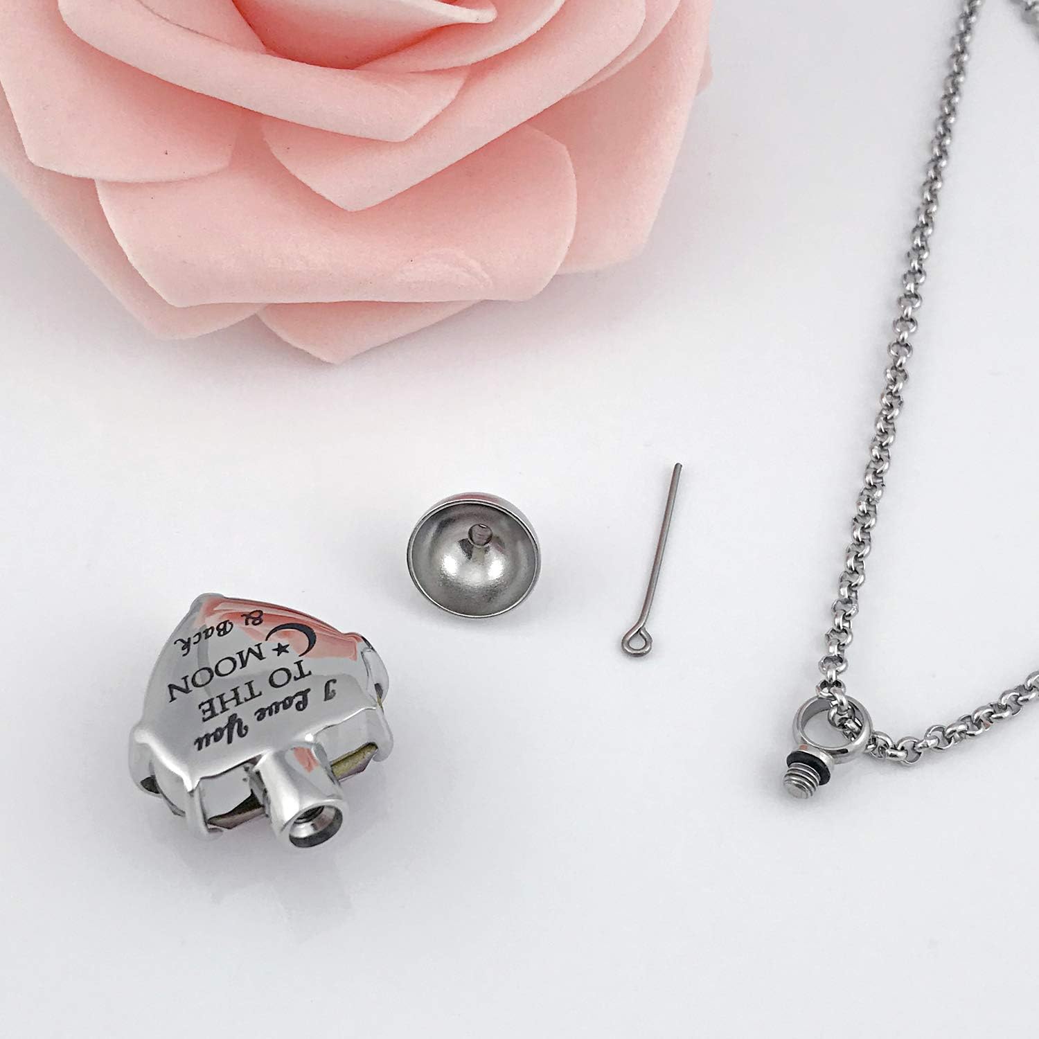 YOUFENG Jewellery Urn Necklace for Ashes Always in My Heart I Love You to The Moon and Back Birthstone Cremation Keepsake Pendant Necklaces