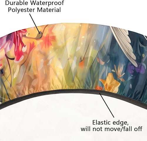 Vista 163 de Mantel redondo ajustable con borde elástico, mantel de hojas coloridas abstractas, impermeable, lavable, para mesas redondas, ideal para picnic