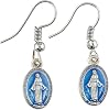 Miraculous Medal Earrings Mary Our Lady of Grace Jewelry 1 14 Inch Long