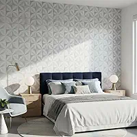 Papel de Parede Adesivo Vinílico Geométrico Branco e Cinza 45cm x 5 Metros (Pétala)