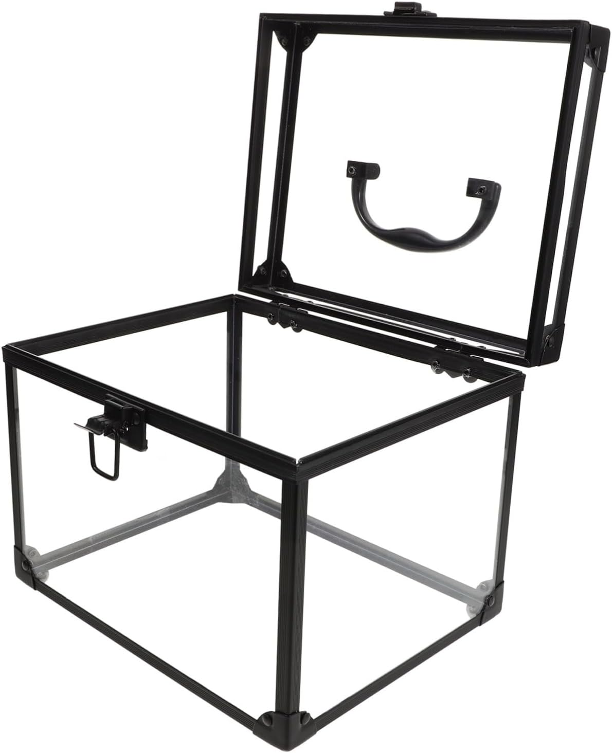 Portable Lockable Jewelry Organizer Transparent Makeup Storage Box for Travel Elegant Cosmetic Display Case with Ample Capacity for Vanity and Bathroom Use