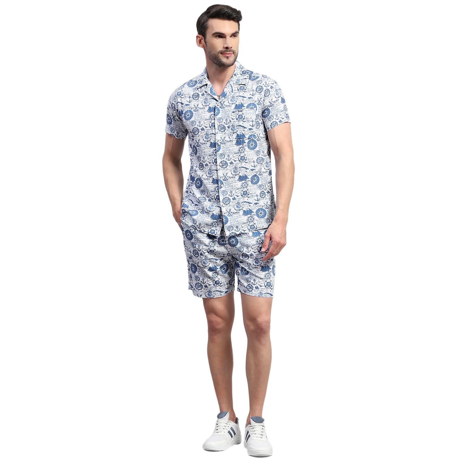 monte carlo Mens Printed Collared Neck Half Sleeve Regular Fit Cord Set (2240767524HS)-picture-15