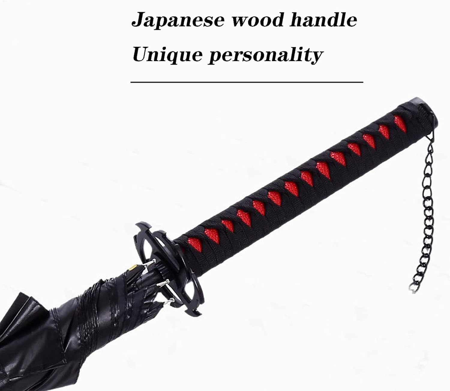 Spada samurai con ombrello a manico lungo, ombrello da golf, protezione da pioggia e sole e antivento, stecche in fibra (16 ossa), diametro 105 cm, adatto per 1 o 2 persone, manuale, bianco
