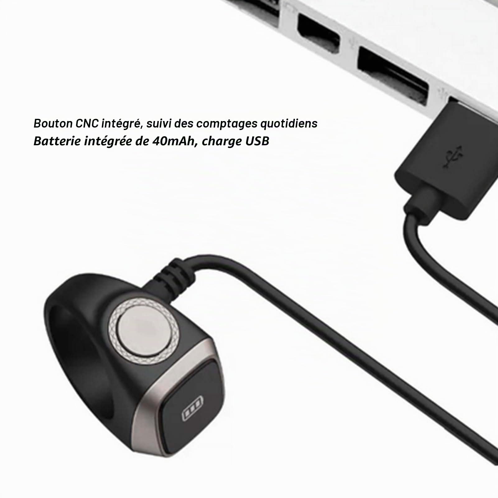 Compteur de Doigts, Anneau de comptage Rechargeable 20mm BT5.1 Compteur Manuel de Chiffres et de clics Compteur Digital de Doigts pour iQibla APP avec écran 0.49in