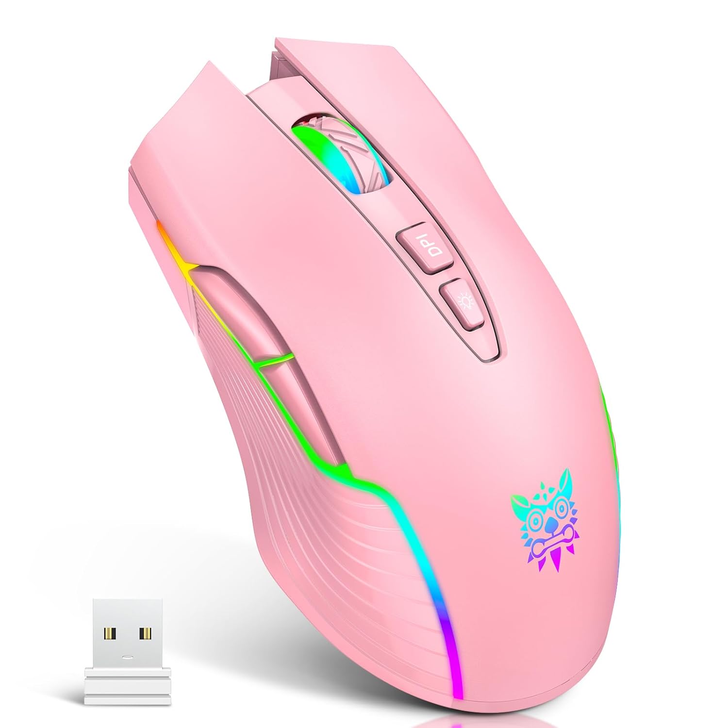 Wireless Mouse Ergonomic Optical Mice with RGB Backlit 6 Adjustable DPI Up to 3600 Cordless Mouse with 7