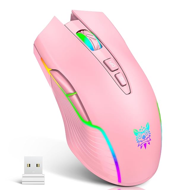 Wireless Mouse Ergonomic Optical Mice with RGB Backlit 6 Adjustable DPI Up to 3600 Cordless Mouse with 7
