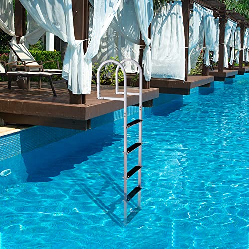 Vevor Dock Ladder, Removable 5 Steps, 500 Lbs Load Capacity, Aluminum Alloy Pontoon Boat Ladder With 3.1'' Wide Step & Nonslip Rubber Mat, Easy To Install For Ship/Lake/Pool/Marine Boarding #TOP7
