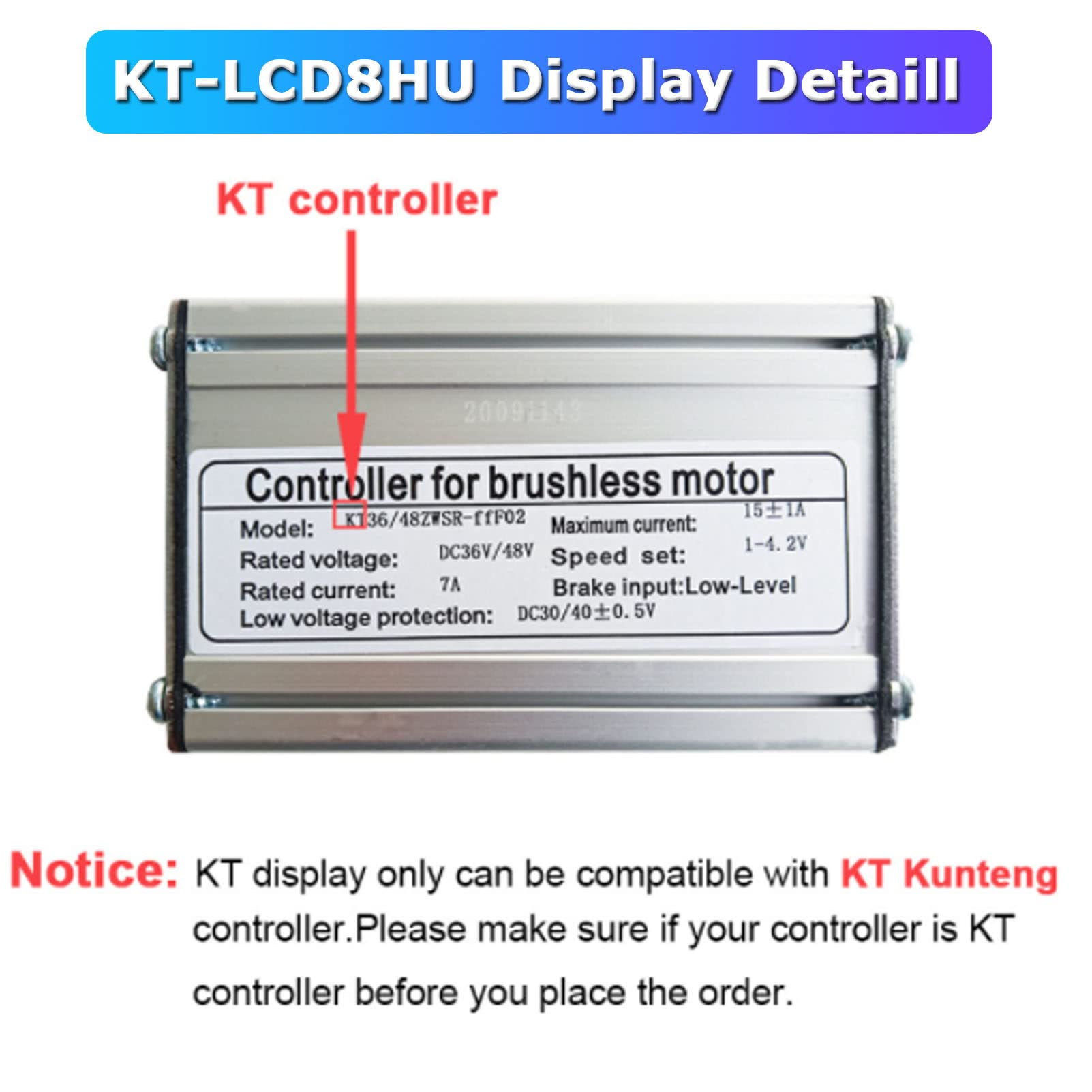 Compteur d'affichage du vélo, Panneau de Commande du Compteur d'écran LCD LCD8SU, contrôleur de Moteur électrique 24V / 36V / 48V, pour Scooter à vélo électrique