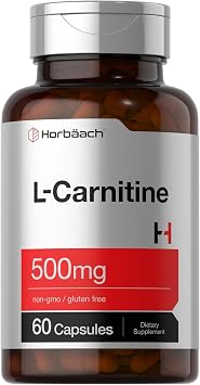 Horbaach L Carnitine Supplement 500mg | 60 كبسولة | مثل L-Carnitine L-Tartrate | غير معدّل وراثيًا وخالي من الغلوتين