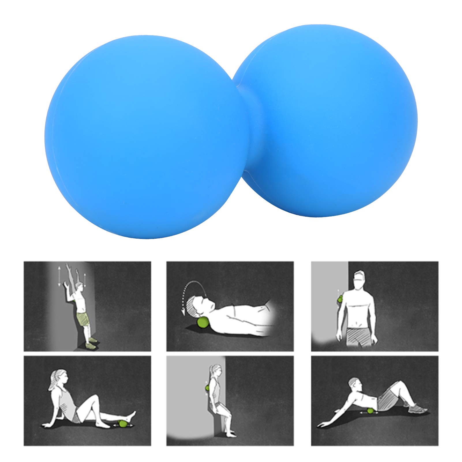 Bola de masaje de maní, bola de masaje de relajación corporal de gel de sílice, herramienta de masaje de liberación miofascial, bola de masaje de relajación de yoga (azul)