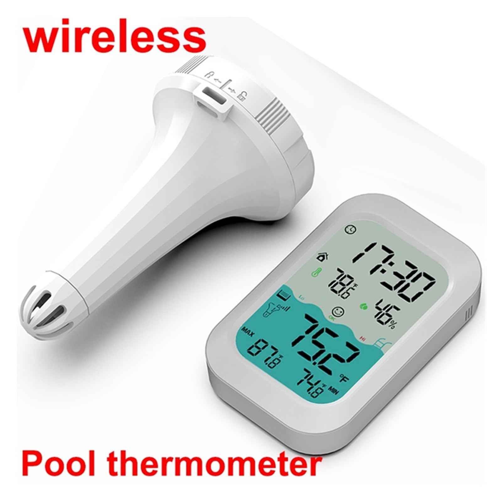 Bezprzewodowy Termometr Do Basenu -20-60°C Łatwy Do Odczytania Do Kąpieli, Spa, Akwariów, 500 Stóp, Pływający Termometr Do Basenu łAtwy W UżYciu
