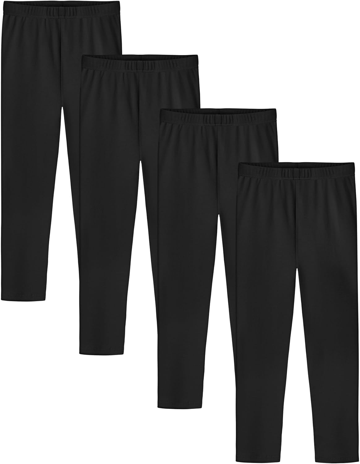 Cooraby 4 Pack Girls Cotton Leggings Ankle Length Leggings Footless Soft Warm Stretchy Tights Pants for Kids