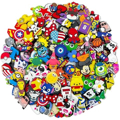 Keshiyi Lot of 30,50,100 Cartoon Random Bulk Shoe Charms and pins - Cool and Cute - PVC - for Sandals and Shoe Decoration (100pcs) Cover