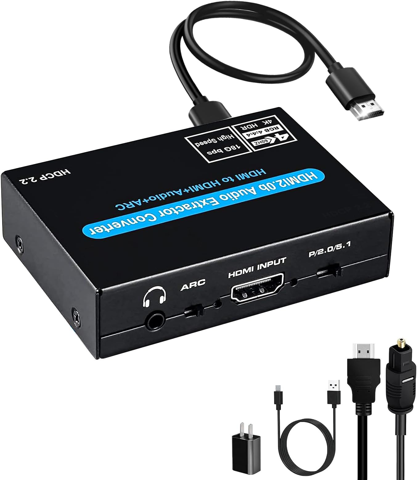 HDMI ARC to Optical Audio Adapter, 2 in 1 HDMI Audio Extractor to Optical RCA Audio Video Adapter or ARC to Optical RCA Audio Splitter for HDTV to Soundbar Amplifier