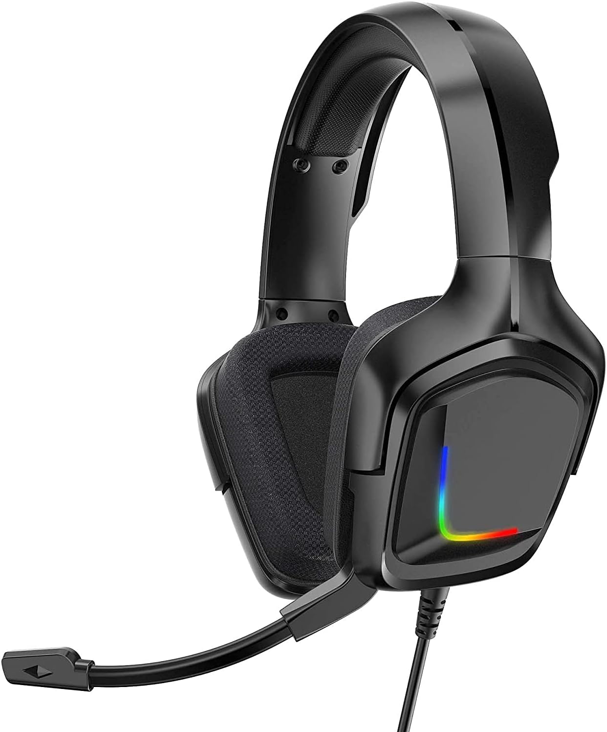 K20 Wired Headphones with Microphone RGB Light Gaming Headsets Noise Cancelling Earphones for Xbox One for PS4 Headset Gamer (Black)