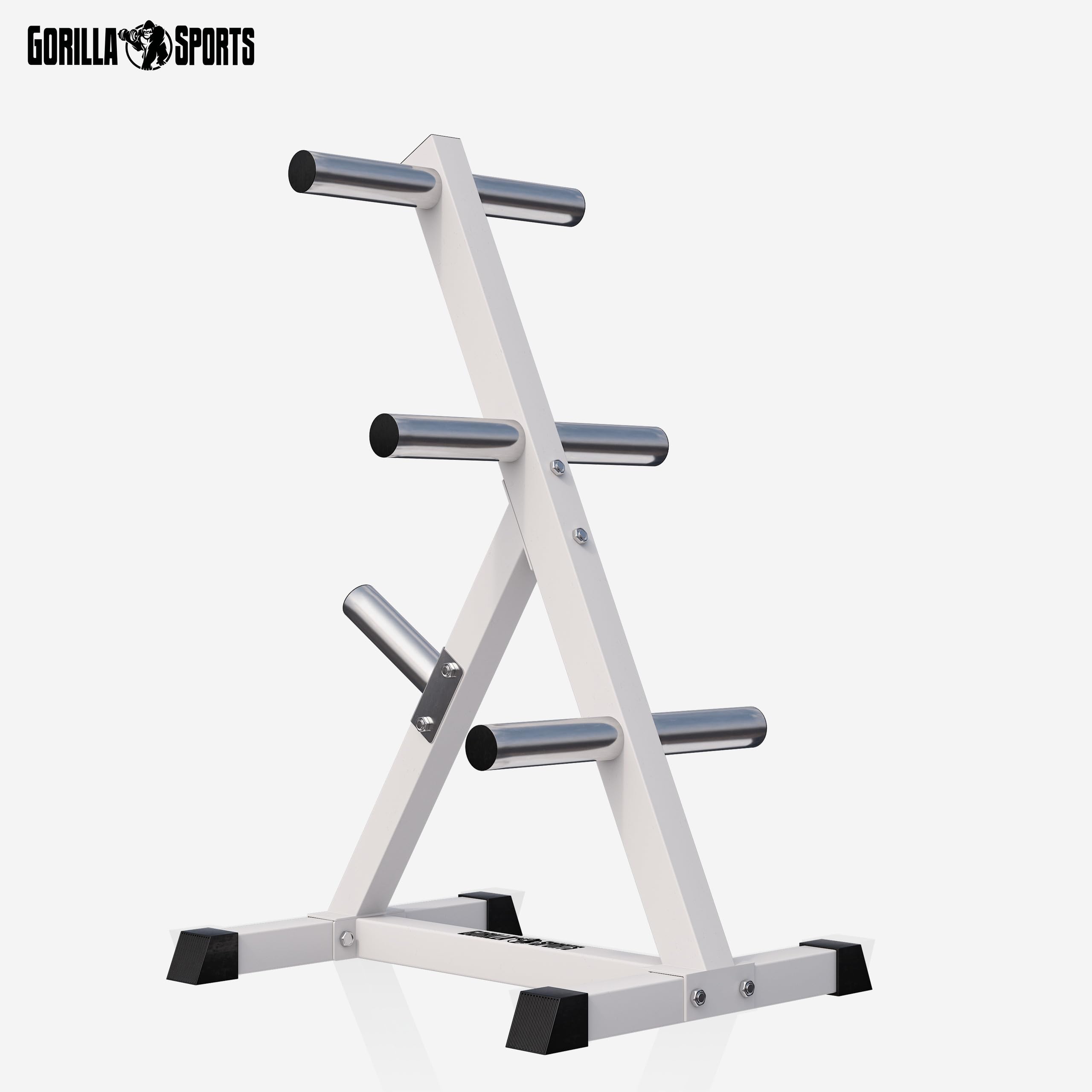 GORILLA SPORTS® Hantelscheibenständer - 7 Stangen, mit 50 mm Scheibenaufnahme, bis 350 kg Belastbar, Schwarz/Weiß - Gewichtsständer, Hantelablage, Hantelständer, Scheibenständer, Hantelbaum