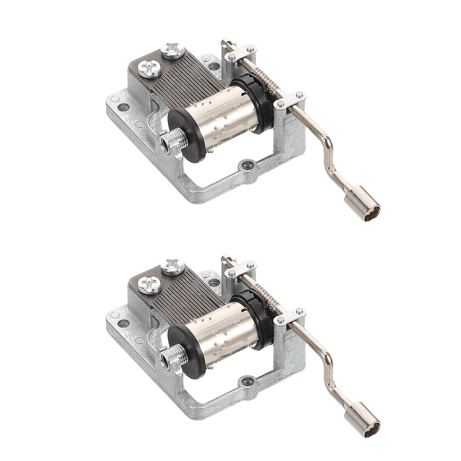 Toddmomy 2pcs Hand Crank Music Box Movement with 8 Tone Silver Plated Metal Mechanism for DIY Musical Boxes and Kids Craft Projects, Present Accessory
