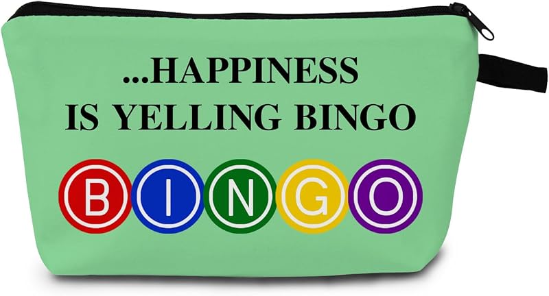 Necessaire MoCaliduccious com estampa Happiness Is Yelling Bingo Verde, fechamento com zíper, 1 unidade