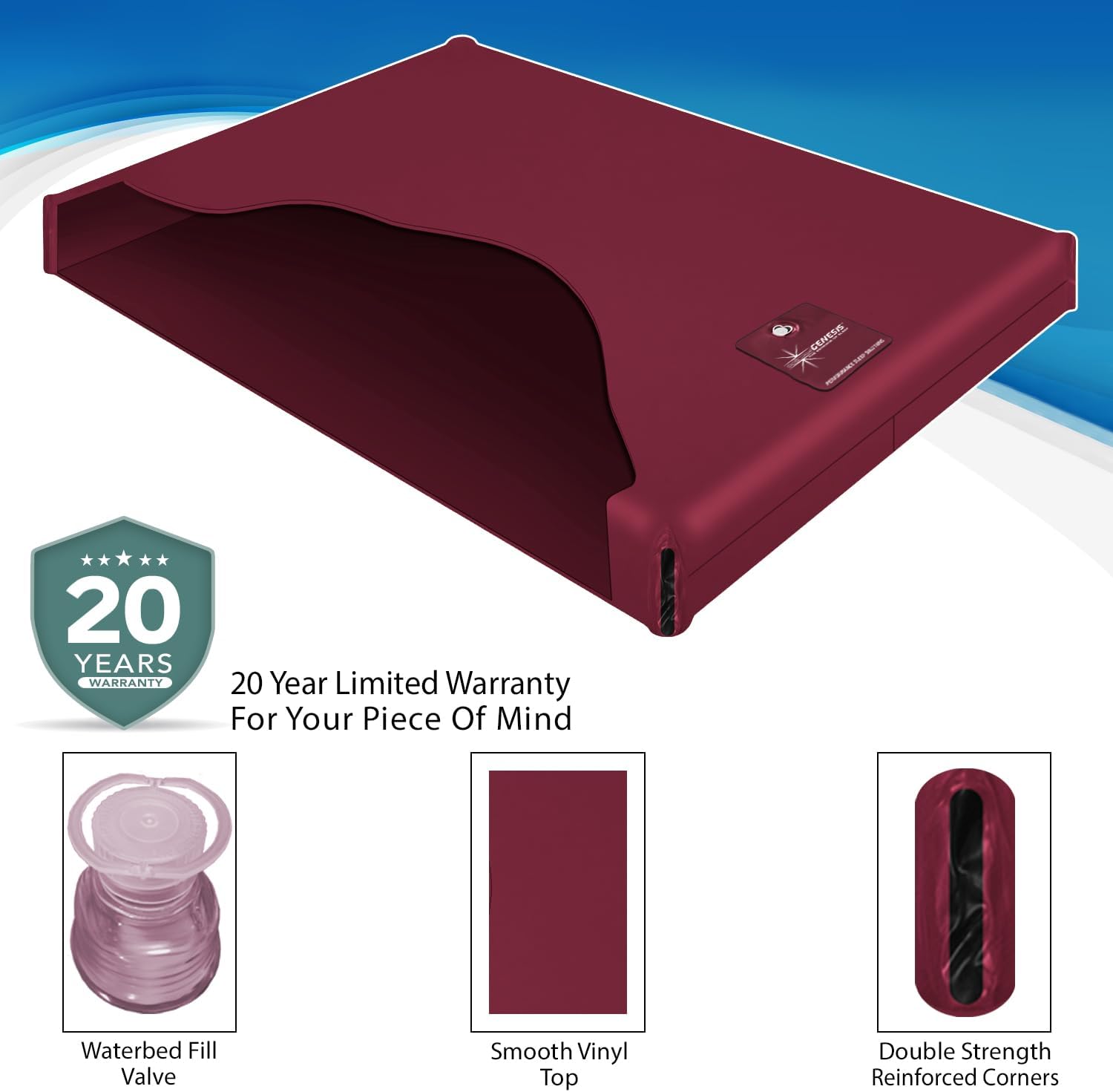 InnoMax Sanctuary Free Flow Full Wave Waterbed Mattress, Super Single
