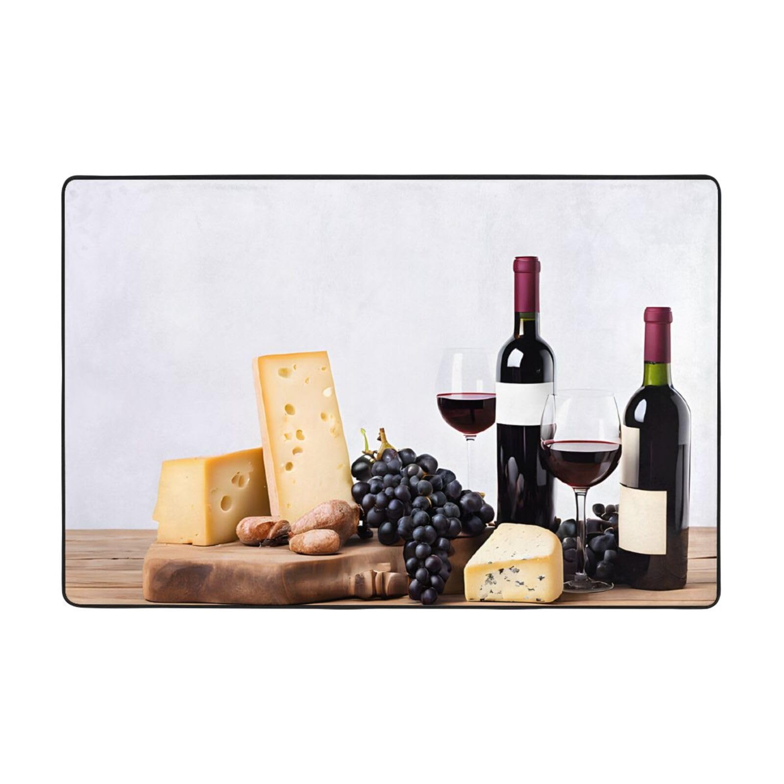 Tapis imprimé vin rouge et raisins graphisme haute définition tapis d'intérieur design bois