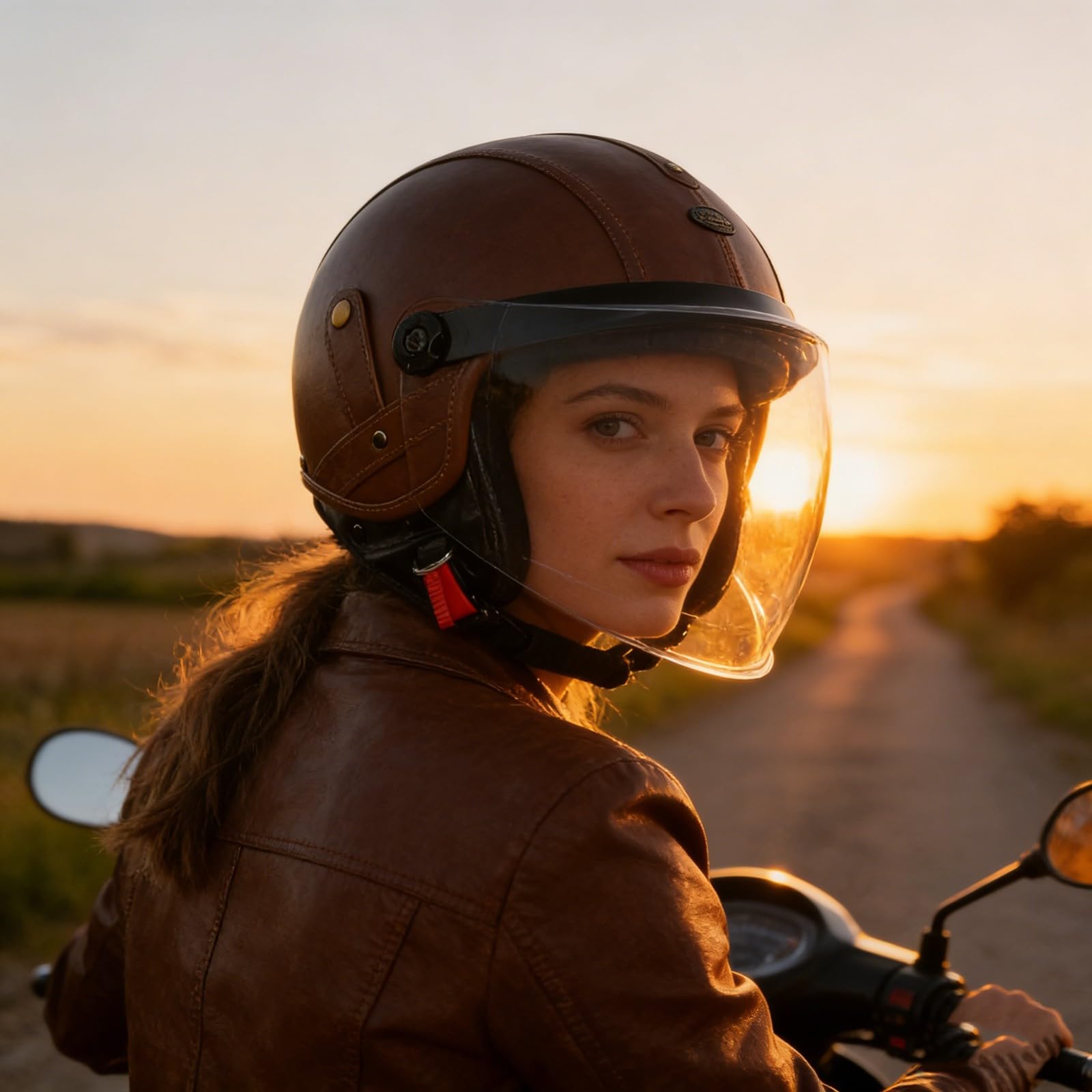 Casco Da Moto Aperto 3/4 Per Adulti Con Visiera, Per Moto, Scooter, Bici Elettrica, Ciclomotore, Cruiser, Caschi Per Uomo E Donna, Omologato ECE A10,XL/(61~62cm)