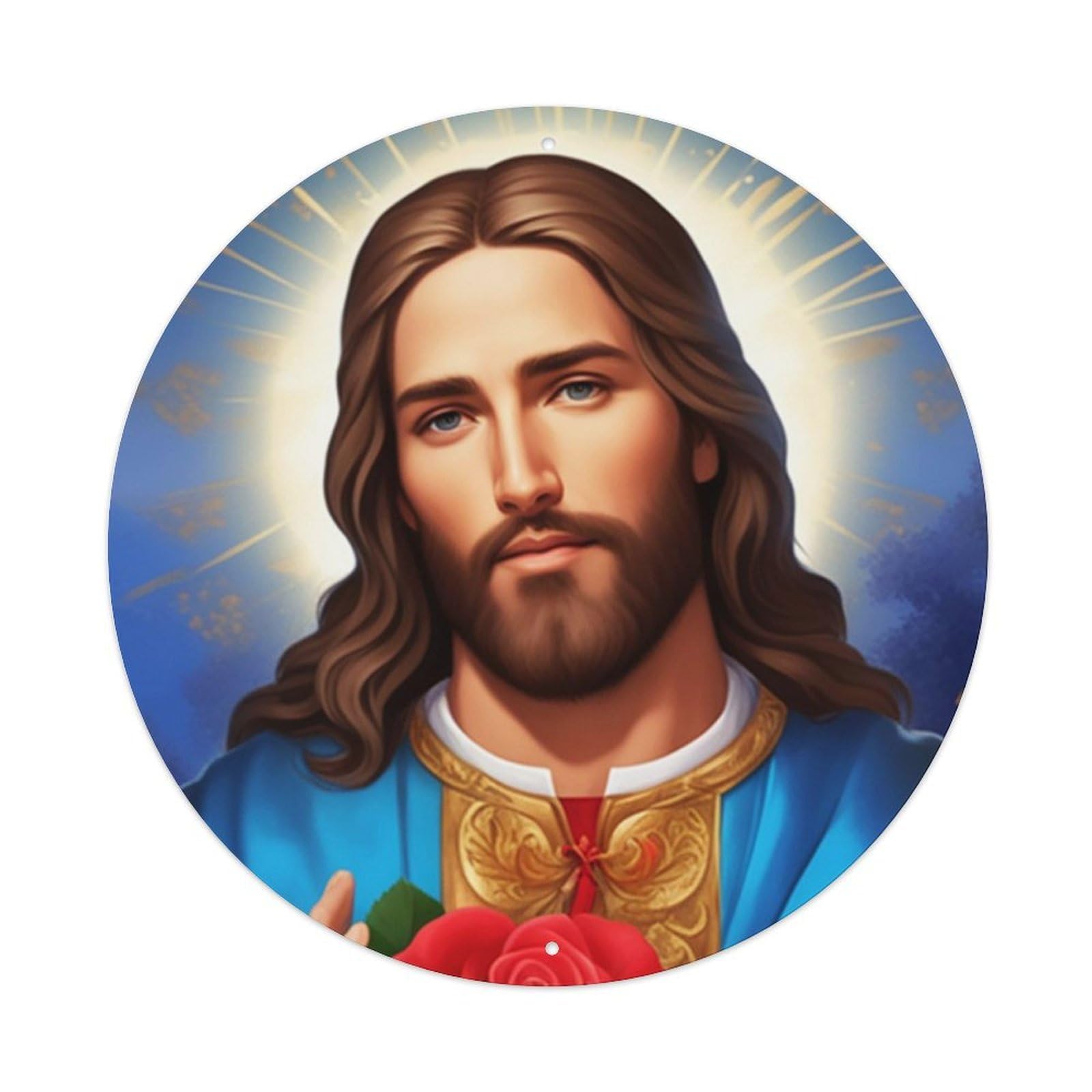 Jesus with The Flowers Religious Metal Tin Sign