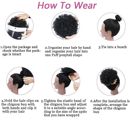 Miniatura 4 de THEMIS HAIR Cola de caballo afro con cordón y clips, extensiones de cabello para mujeres negras, niños y niñas, cabello sintético instantáneo,