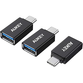 AUKEY Adattatore USB C a USB 3.0 [OTG - 3 Pezzi] Adattatore Tipo C a USB A, Adattatore Ricarica Veloce e Trasmissione Dati, per MacBook Pro 2019/2018/, Samsung Galaxy S10/S9/Note10, Google Pixel 2/2XL