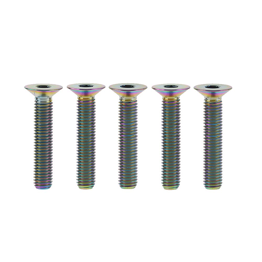 DWAMMEBRS Bolts DIN7991 M6x10 12 15 20 25 30 35 40 45mm Countersunk Hex Socket Screws Pack of 5(Rainbow,M6x45mm)