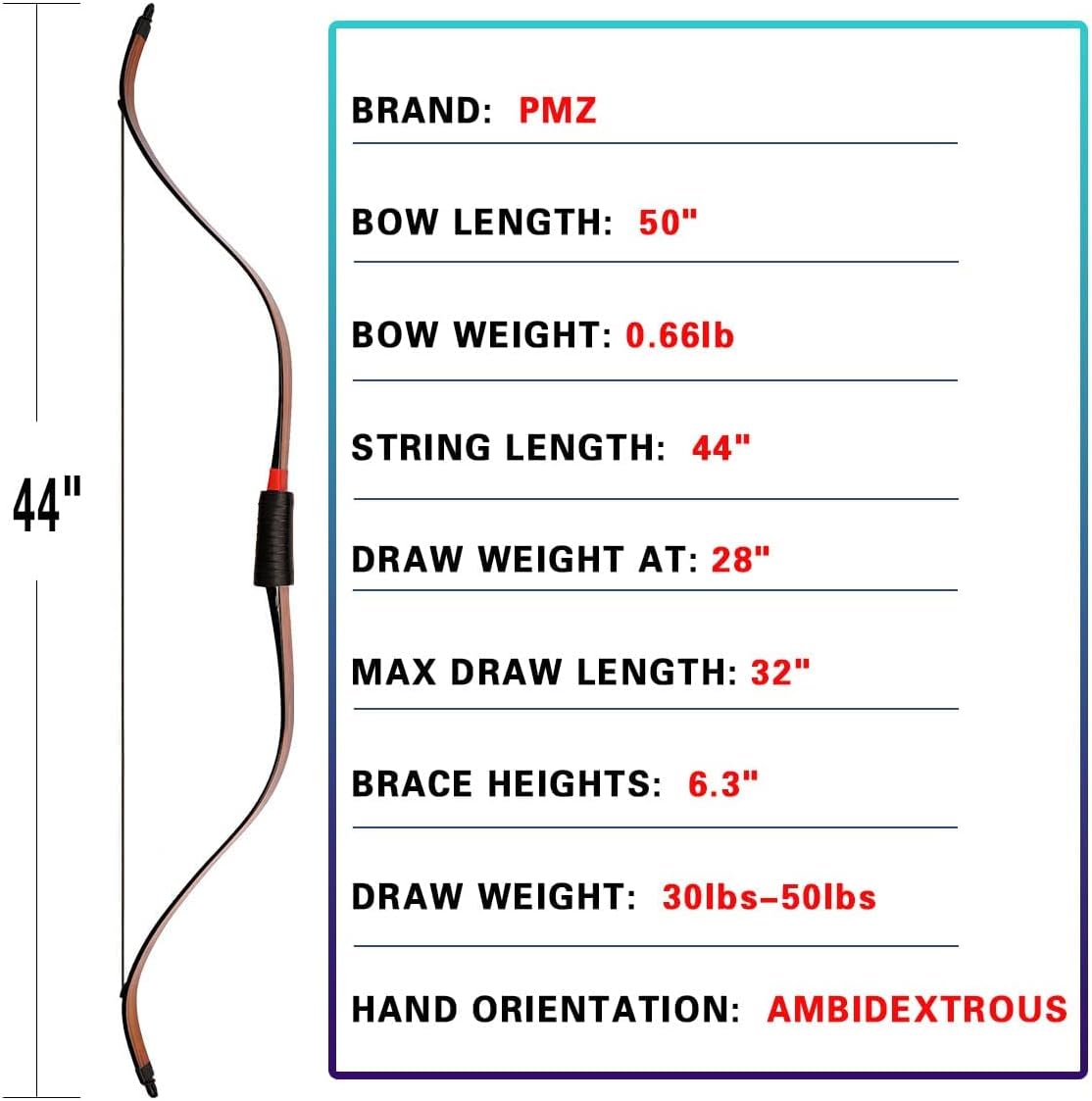 PMZ Archery Recurve Korean Bow High-Performance Horseback Hunting Right Left Hand Traditional Bow for Beginner Adults Teenagers