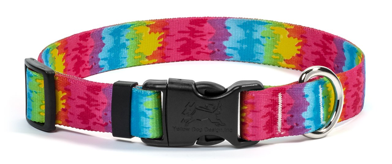 Yellow Dog Design Tie-Dye Dog Collar - Size Medium 14" - 20" (1" Wide)