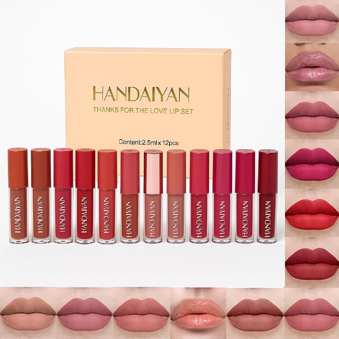 Combo pack of 12 | Waterproof Matte Long Lasting Smudge-Proof Transfer-Proof Lipstick Gift Set For Women | All Skin Tones | Lipstick Set in Nude, Brown, Pink, Red Shades- 2.5ml