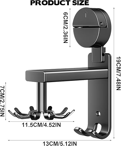 Miniatura 2 de OneNine Soporte para utensilios de cocina, gancho giratorio de ventosa, giratorio de 360, sin perforación, para colgar utensilios adhesivos, gancho