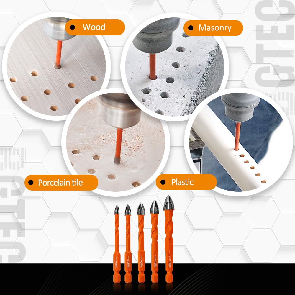 BGTEC Juego de 50 Hojas de Sierra de Calar para Corte de Madera Metal & Brocas de metal duro Brocas 10pcs 5-12mm para Madera Plástico Mampostería Cerámica
