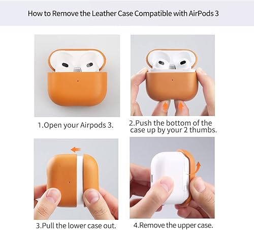 Miniatura 9 de Docco Jette - Funda de piel auténtica italiana totalmente envuelta para Apple AirPods 3, compatible con carga inalámbrica LED frontal visible