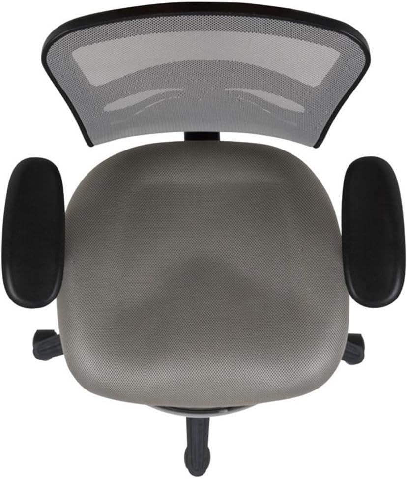 BOWERY HILL Contemporary Mid Back Mesh Drafting Stool, Adjustable Height 41.5"-49.5", Lumbar Support, Gray and Black Finish, Breathable Mesh Seat, Chrome Foot Ring, Ergonomic Office or Studio Chair