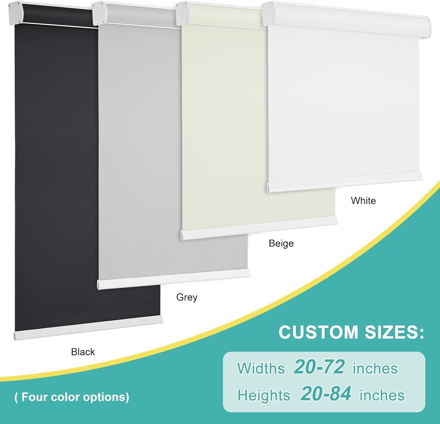 Changshade Blackout Roller Shades for Window, Cordless Blackout Blinds with Cassette Valance,Room Darkening Roller Blinds,Easy to Install for Bedroom,Living Room,Office,ROL24BG72Y,Beige