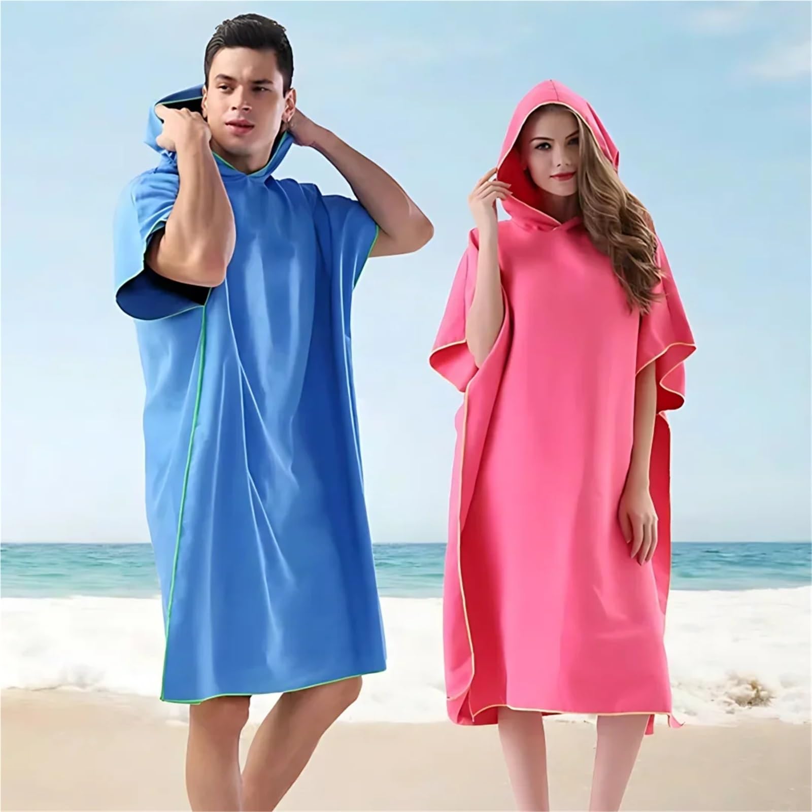 Poncho da surf, asciugamano for cambio, accappatoio con cappuccio, telo spiaggia, bagno, muta for adulti Poncho da Spiaggia(Black)